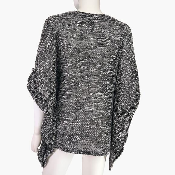 FRENCH LAUNDRY V-Neck Knit Poncho Sweater (Charcoal | Size OS) - Picture 4 of 7